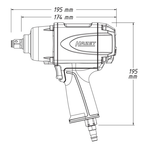 HAZET Schlagschrauber 9012-1SPC Lösemoment maximal: 1000 Nm Vierkant massiv 12,5 mm (1/2 Zoll) Hochleistungs-Doppelhammer-Schlagwerk