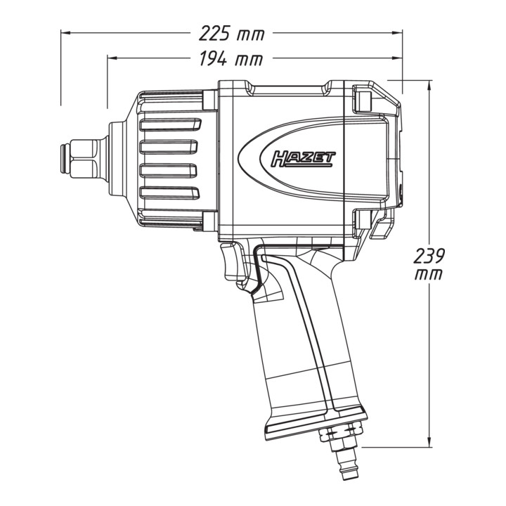HAZET Schlagschrauber 9013MG Lösemoment maximal: 1800 Nm Vierkant massiv 20 mm (3/4 Zoll) Hochleistungs-Doppelhammer-Schlagwerk