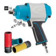 HAZET Schlagschrauber mit Sortiment 9012-1SPC/4 Lösemoment maximal: 1000 Nm Vierkant massiv 12,5 mm (1/2") Hochleistungs-Doppelhammer-Schlagwerk-1