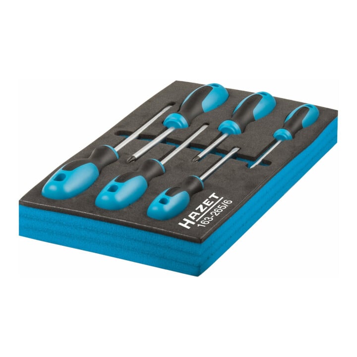 HAZET Schroevendraaierset 163-265/6 Kruisgleufprofiel PH, sleufprofiel 0,5 x 3 - 1,2 x 6,5 PH1 - PH2 Aantal gereedschappen: 6