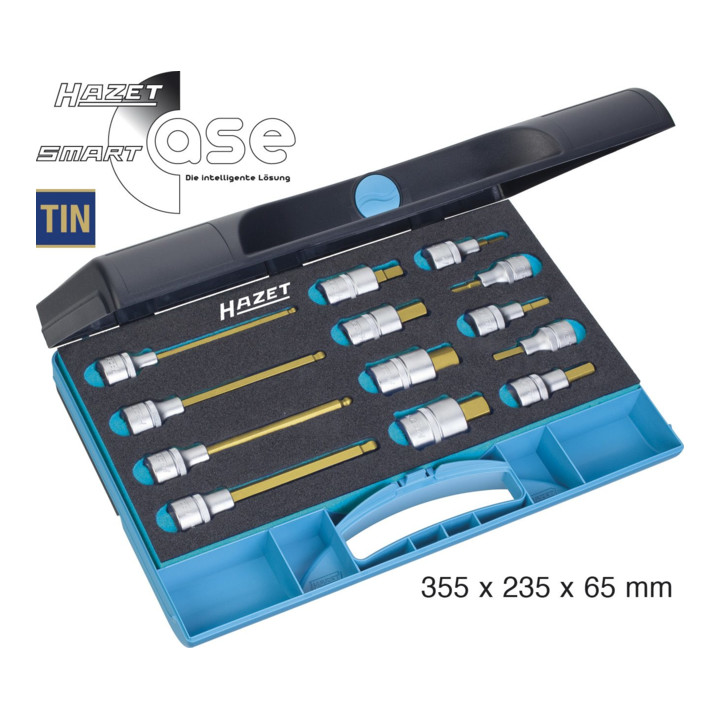 HAZET Schroevendraaierset 986/13 Vierkante holle 12,5 mm (1/2 inch) Binnenzeskant profiel 5 - 10 Aantal gereedschappen: 13