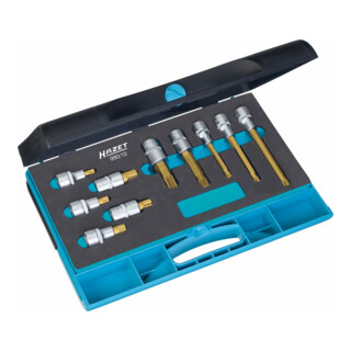 HAZET schroevendraaierset 990/10 vierkant hol 12,5 mm (1/2 inch) inwendig multi-tandprofiel XZN M8 - M16 Aantal gereedschappen: 10