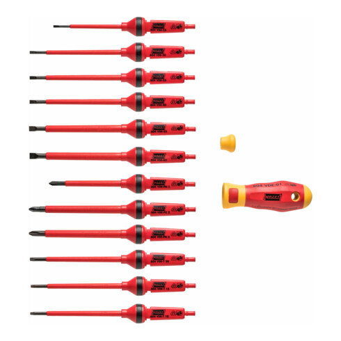 HAZET Schroevendraaierset VDE 804VDE/14 Pozidriv-profiel PZ, dwarssleufprofiel PH, inbusprofiel, sleufprofiel Aantal gereedschappen: 14