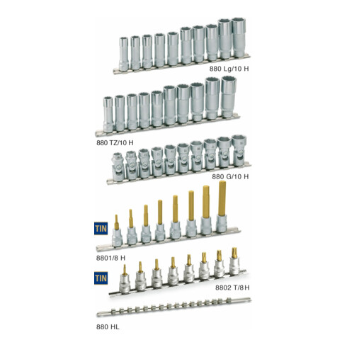 HAZET Serie di chiavi a bussola 8802T/8H, Attacco quadro, cavo, 10mm (3/8"), Profilo interno TORX®, T15 – T50