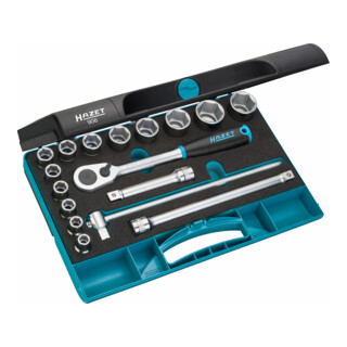 HAZET Serie di chiavi a bussola 906, Attacco quadro, cavo, 12,5mm (1/2"), Profilo trazione esagono esterno, 10, 11, 12, 13, 14, 15, 17, 19, 22, 24, 27, 30, 32