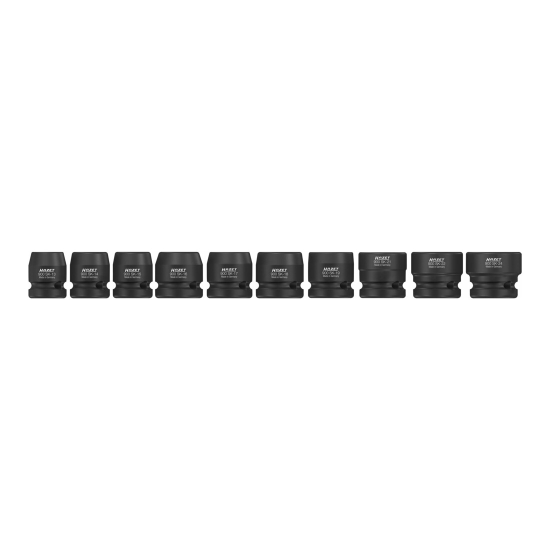HAZET Serie di chiavi a bussola per avvitatori ad impulso 900SK/10, Attacco quadro, cavo, 12,5mm (1/2"), Profilo trazione esagono esterno, 13 – 24