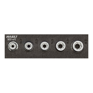HAZET Serie di chiavi a bussola TX, 1/12 900-E/5, Attacco quadro, cavo, 12,5mm (1/2"), Profilo esterno TX, E10 – E18