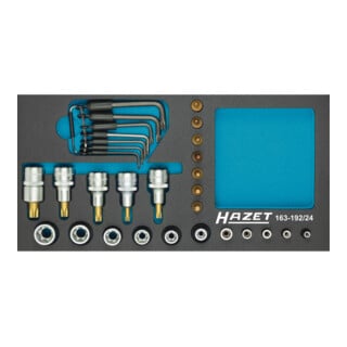 HAZET Serie di chiavi a bussola, TX 163-192/24, Attacco quadro, cavo, 12,5mm (1/2"), Attacco quadro, cavo, 6,3mm (1/4"), Profilo esterno TX, Profilo interno TX, T8 – T55, E5 – E204