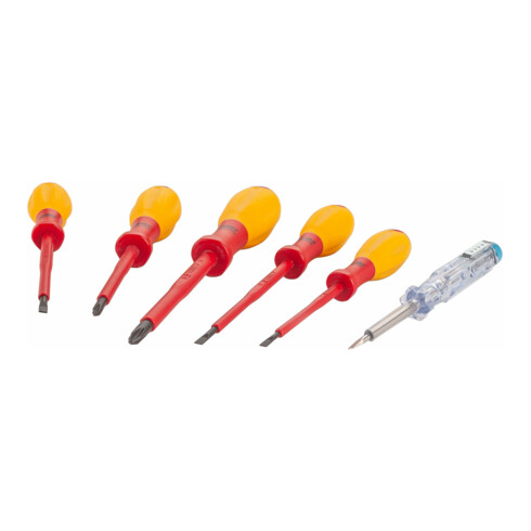HAZET Serie di giraviti, con isolamento di protezione 810/6VDE, Profilo ad intaglio, Profilo intaglio a croce PH, 0,4 x 2,5 – 0,8 x 4, PH1 – PH2