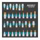 HAZET Serie di inserti chiave a bussola per giraviti 163-407/35, Attacco quadro, cavo, 12,5mm (1/2"), Profilo esagonale interno, Profilo poligonale interno XZN, Profilo cuneo interno RIBE CV, Profilo interno TX, 4 – 22, M5 – M18, T20 – T605-1