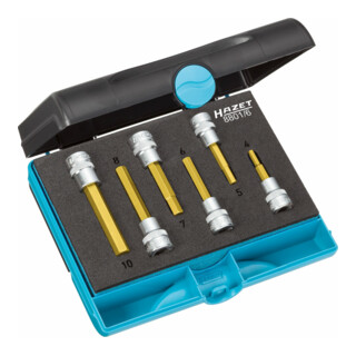 HAZET Serie di inserti chiave a bussola per giraviti 8801/6, Attacco quadro, cavo, 10mm (3/8"), Profilo esagonale interno, 4 – 10