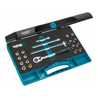 HAZET Serie di utensili, TX 1557/21, Attacco quadro, cavo, 10mm (3/8"), Profilo esterno TX, Profilo interno TX, E5 – E14, T15 – T501