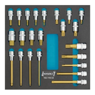 HAZET Set di bussole e cacciaviti 163-119/23 quadro cavo 12,5mm (1/2 pollice) profilo esagonale interno, profilo a poligono interno XZN, 23pz.