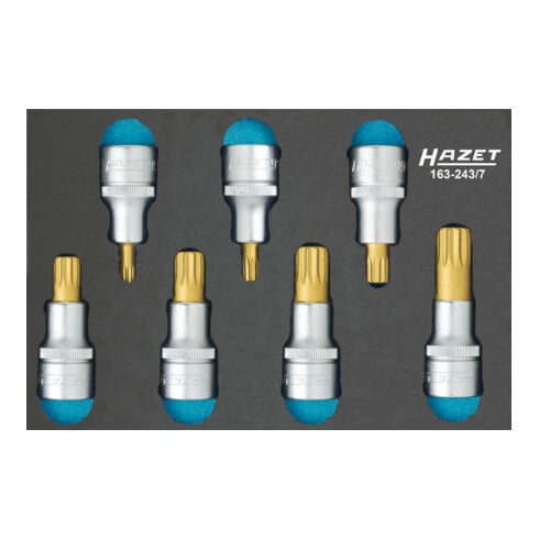 HAZET Set di bussole per cacciavite (XZN) 163-243/7 quadro cavo 12,5mm (1/2 pollice) profilo a poligono interno XZN M6 - M18, 7pz.