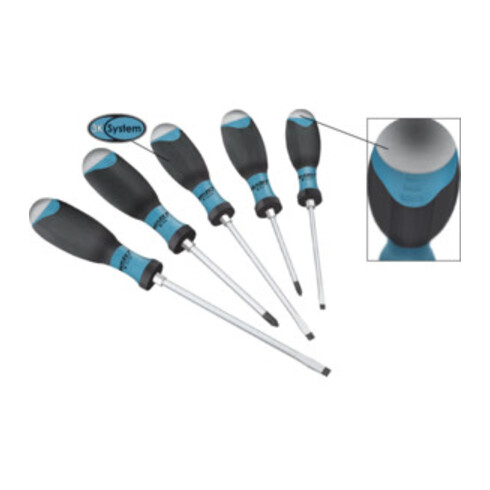 HAZET Set di cacciaviti 810U-1/5 profilo con intaglio a croce PH, profilo a intaglio 0,8x4,5 - 1,2x7 PH1 - PH2, 5pz.
