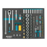 HAZET Set di chiavi a bussola 163-138/77 quadro cavo 12,5mm (1/2 pollice), quadro cavo 6,3mm (1/4 pollice), profilo esagonale esterno Traction, profilo esagonale interno, profilo TORX interno, profilo con intaglio a croce PH, Pozidriv