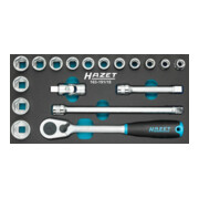HAZET Set di chiavi a bussola 163-191/18 quadro cavo 12,5mm (1/2 pollice) profilo esagonale esterno Traction, 18pz.
