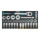 HAZET Set di chiavi a bussola 163-272/32 quadro cavo 12,5mm (1/2 pollice) profilo a doppio esagono esterno Traction, profilo TX interno, profilo esagonale interno, 32pz.-1