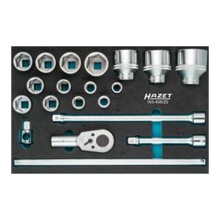 HAZET Set di chiavi a bussola 163-406/20 profilo esagonale esterno 20mm (3/4 di pollice), 20pz.