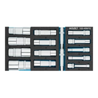 HAZET Set di chiavi a bussola 163-459/15 quadro cavo 12,5mm (1/2 pollice) profilo esagonale esterno Traction 10 - 32, 15pz.