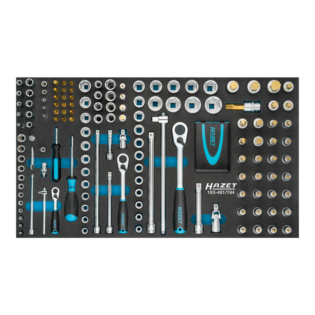 HAZET Set di chiavi a bussola 163-481/194 quadro cavo 6,3mm (1/4 pollice), quadro cavo 12,5mm (1/2 pollice), esagono pieno 6,3 (1/4 pollice), profilo esagonale esterno Traction, profilo esagonale interno, profilo a intaglio,