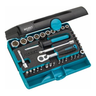 HAZET Set di chiavi a bussola 853-1 esagono solido 6,3 (1/4 pollice), quadro cavo 6,3mm (1/4 pollice), profilo esagonale esterno Traction, profilo esagonale interno, profilo con intaglio a croce PH, profilo a intaglio, profilo Pozidriv