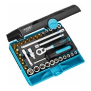 HAZET Set di chiavi a bussola 854T quadro cavo 6,3mm (1/4 di pollice) profilo esagonale esterno, profilo TX esterno, profilo TX interno, profilo a intaglio, profilo con intaglio a croce PH, profilo esagonale interno, 33pz.