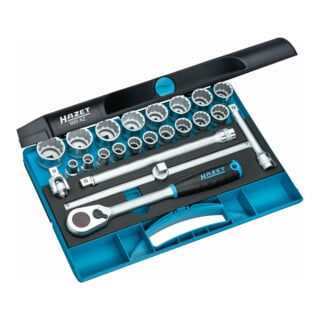 HAZET Set di chiavi a bussola 900AZ quadro cavo 12,5mm (1/2 pollice) profilo esterno a doppio esagono Traction, 23pz.