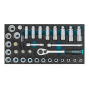 HAZET Set di chiavi a bussola, quadro interno (Robertson) 10 =<sup>3</sup>⁄<sub>8</sub>'', 33pz.163-483/33 quadro cavo 10mm (3/8"), profilo esagonale esterno Traction, profilo esagonale interno