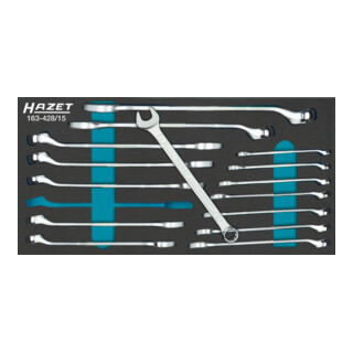 HAZET Set di chiavi combinate 163-428/15 profilo a doppio esagono esterno 6 - 22, 15pz.