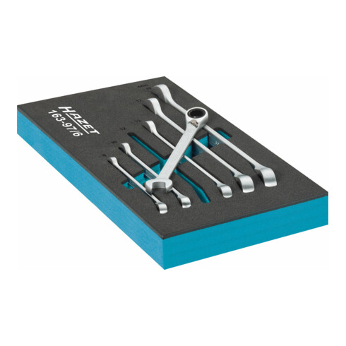 HAZET Set di chiavi combinate a cricchetto 163-97/6, profilo esterno a doppio esagono Traction 8 - 19, 6pz.