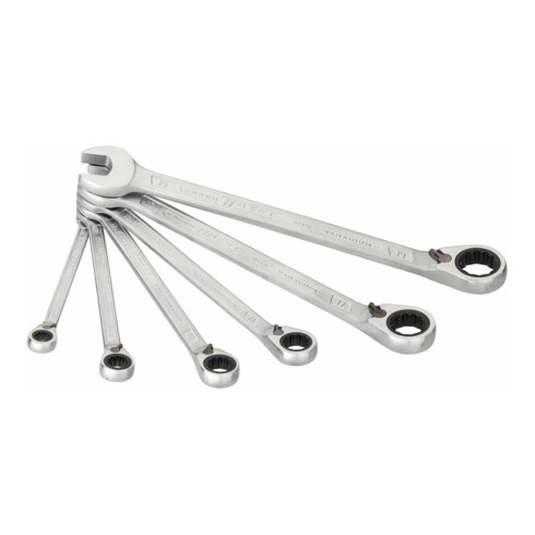 HAZET Set di chiavi combinate a cricchetto 606N/6, profilo esterno a doppio esagono Traction 8 - 19, 6pz.
