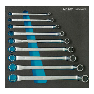 HAZET Set di chiavi poligonali doppie 163-101/9 profilo a doppio esagono esterno 6x7 - 21x23, 9pz.