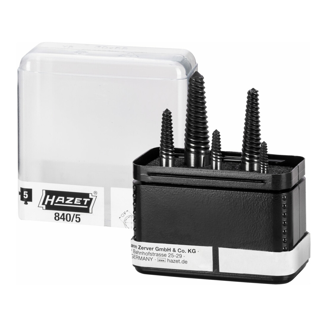 HAZET Set di estrattori per viti rotte, 5pz in custodia con scanalature strette, Modello: 5