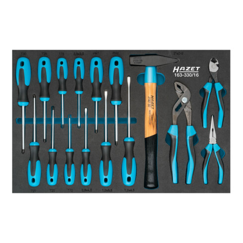 HAZET Set di utensili 163-330/16 profilo con intaglio a croce PH, profilo a intaglio, profilo TORX interno, 16pz.