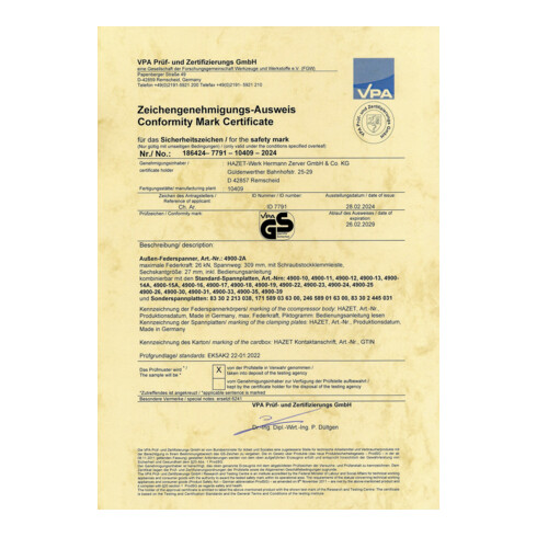 HAZET Sicherheits-Federspanner-Satz 4900-2A/5 Anzahl Werkzeuge: 5