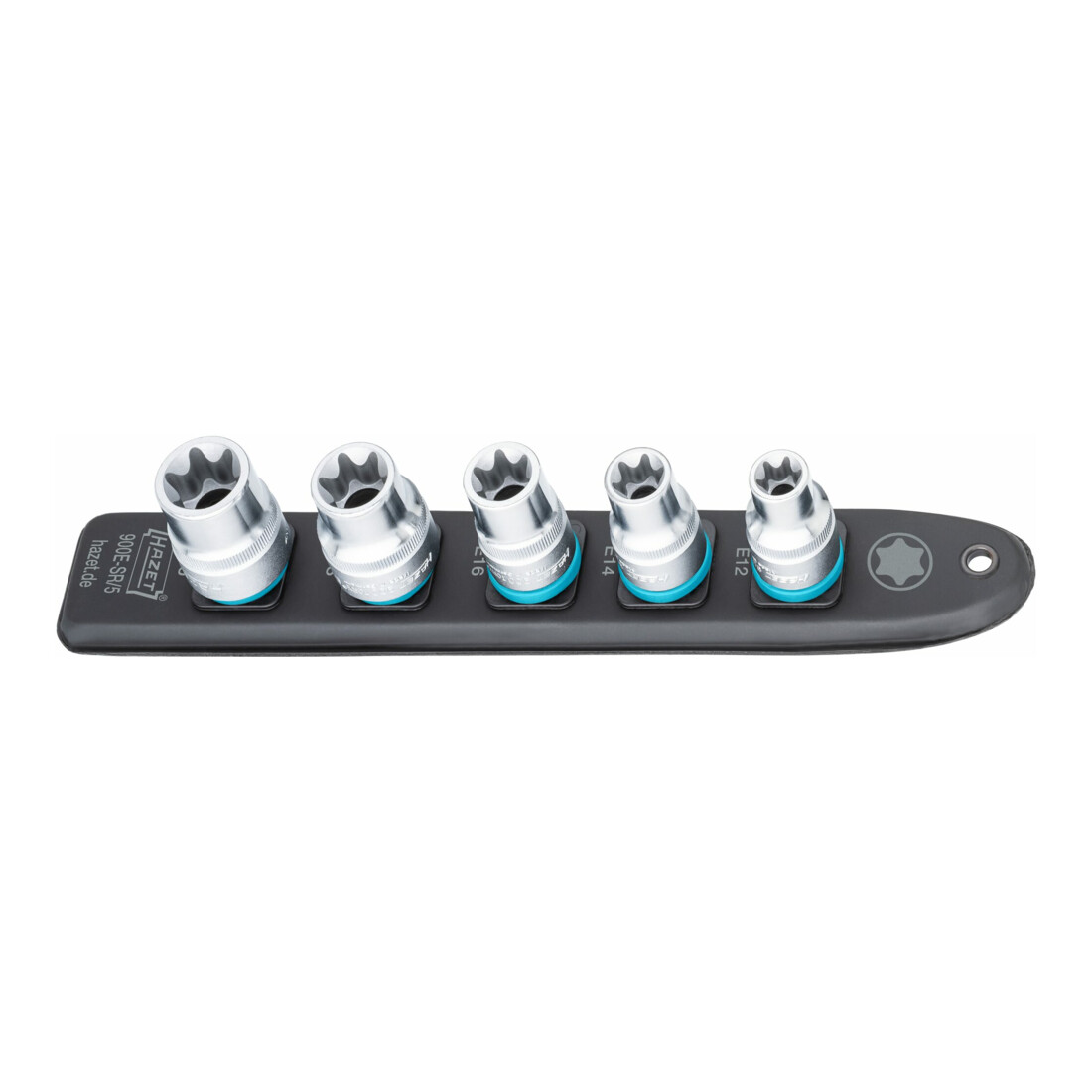HAZET SmartRail ∙ Flexibele kunststof opsteekstrip 900E-SR/5 ∙ Vierkant hol 12,5 mm (1/2 inch) ∙ Buiten-TX®-profiel ∙ E12 ∙ E14 ∙ E16 ∙ E18 ∙ E20 ∙ Aantal gereedschappen: 5
