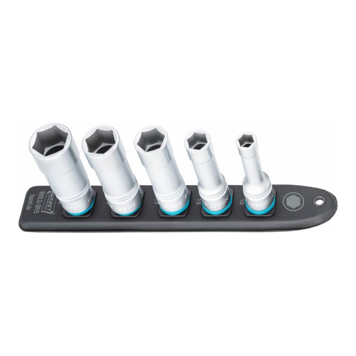 HAZET SmartRail ∙ Flexibele kunststof opsteekstrip 900LG-SR/5 ∙ Vierkant hol 12,5 mm (1/2 inch) ∙ Buiten-zeskant-tractieprofiel ∙ 10 ∙ 13 ∙ 17 ∙ 19 ∙ 22 ∙ Aantal gereedschappen: 5