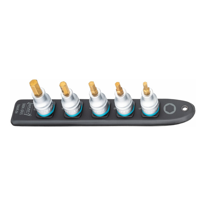 HAZET SmartRail ∙ Flexibele kunststof opsteekstrip 986K-SR/5 ∙ Vierkant hol 12,5 mm (1/2 inch) ∙ Binnen-zeskant-profiel ∙ 5 ∙ 6 ∙ 7 ∙ 8 ∙ 10 ∙ Aantal gereedschappen: 5