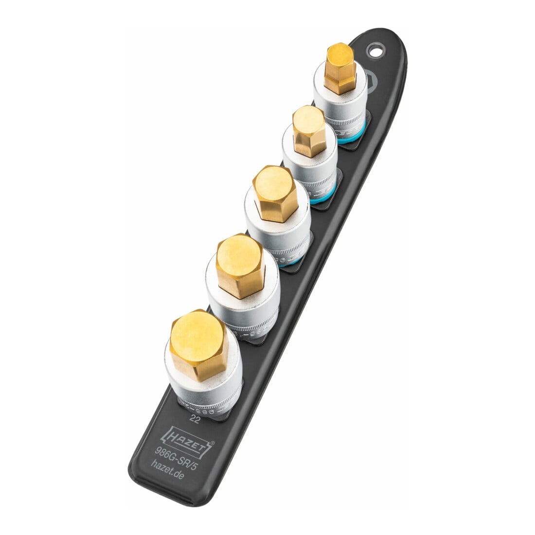 HAZET SmartRail, Listello portainserti in resina sintetica flessibile 986G-SR/5, Attacco quadro, cavo, 12,5mm (1/2"), Profilo esagonale interno, 12, 14, 17, 19, 22