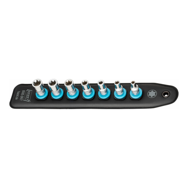 HAZET SmartRail met 7 steekplaatsen 850E-SR/7 ∙ Vierkant hol 6,3 mm (1/4 inch) ∙ Buiten-TX®-profiel ∙ E5 ∙ E6 ∙ E7 ∙ E8 ∙ E10 ∙ E11 ∙ E12 ∙ Aantal gereedschappen: 7