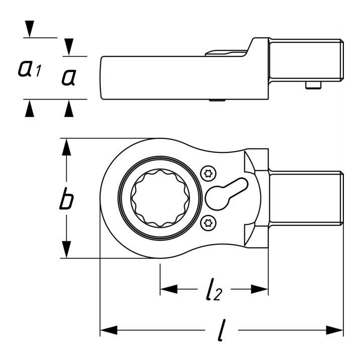 HAZET Socket ratchet box spanner 6606D-18 Socket square 14 x 18 mm external double hexagon profile 18