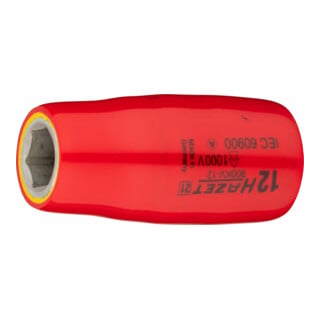 HAZET Steckschlüssel-Einsatz Sechskant schutzisoliert 900KV-12 Vierkant hohl 12,5 mm (1/2 Zoll) Außen-Sechskant-Tractionsprofil 12 mm