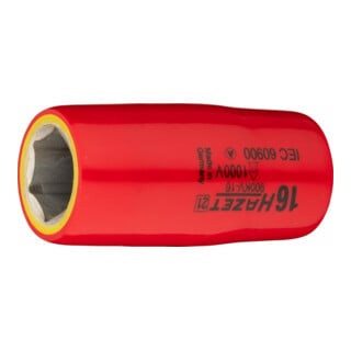 HAZET Steckschlüssel-Einsatz Sechskant schutzisoliert 900KV-16 Vierkant hohl 12,5 mm (1/2 Zoll) Außen-Sechskant-Tractionsprofil 16 mm