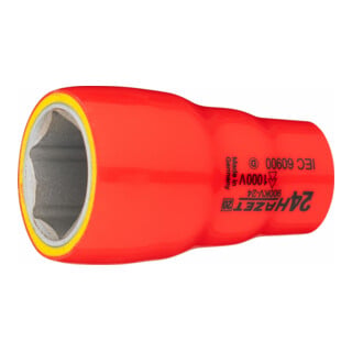 HAZET Steckschlüssel-Einsatz Sechskant schutzisoliert 900KV-24 Vierkant hohl 12,5 mm (1/2 Zoll) Außen-Sechskant-Tractionsprofil 24 mm