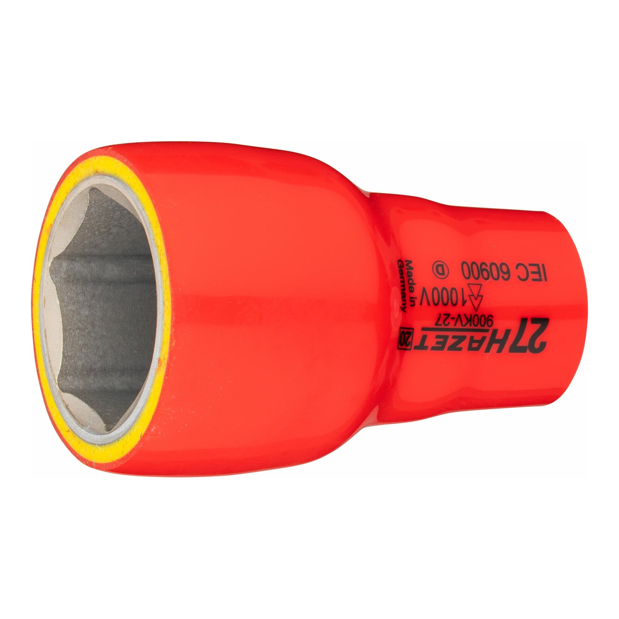 HAZET Steckschlüssel-Einsatz Sechskant schutzisoliert 900KV-27 Vierkant hohl 12,5 mm (1/2 Zoll) Außen-Sechskant-Tractionsprofil 27 mm