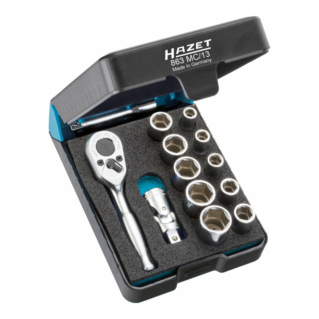 HAZET Steckschlüssel-Satz 863MC/13 Vierkant hohl 6,3 mm (1/4 Zoll) Außen-Sechskant-Tractionsprofil Anzahl Werkzeuge: 13