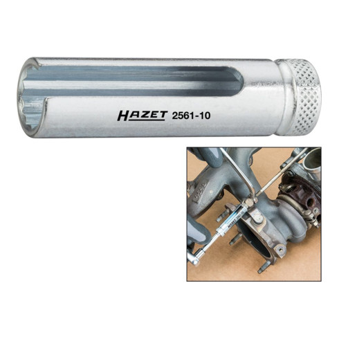 HAZET Turbocompressor dopsleutel ∙ twaalfkant 2561-10 ∙ Vierkant hol 6,3 mm (1/4 inch) ∙ Buiten-twaalfkant-profiel ∙ 10 mm
