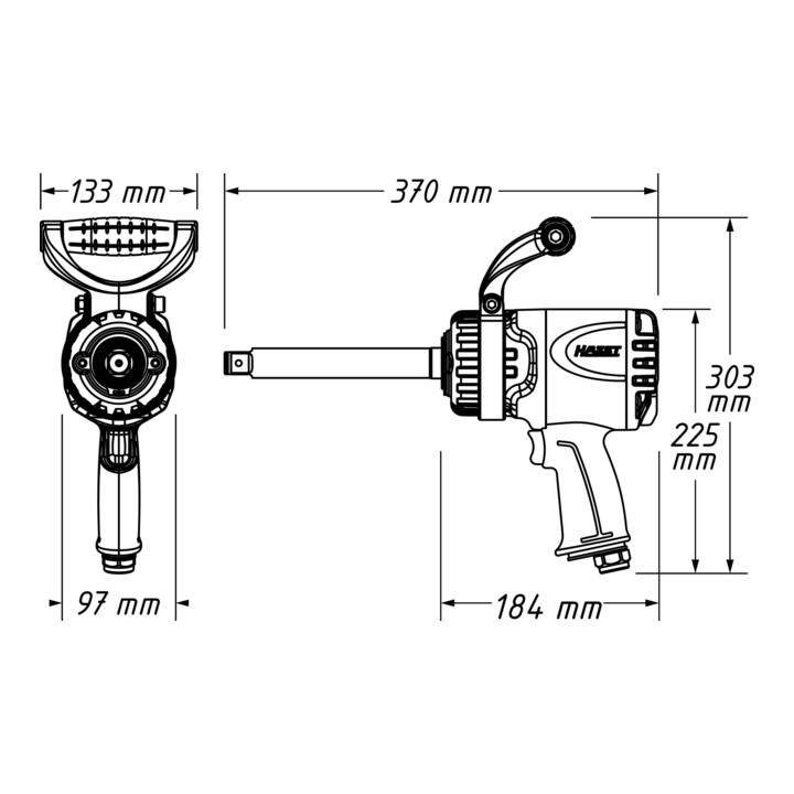 HAZET Twin Turbo slagmoersleutel 9013LGTT Losdraaimoment maximaal: 3800 Nm Vierkant massief 20 mm (3/4 inch)