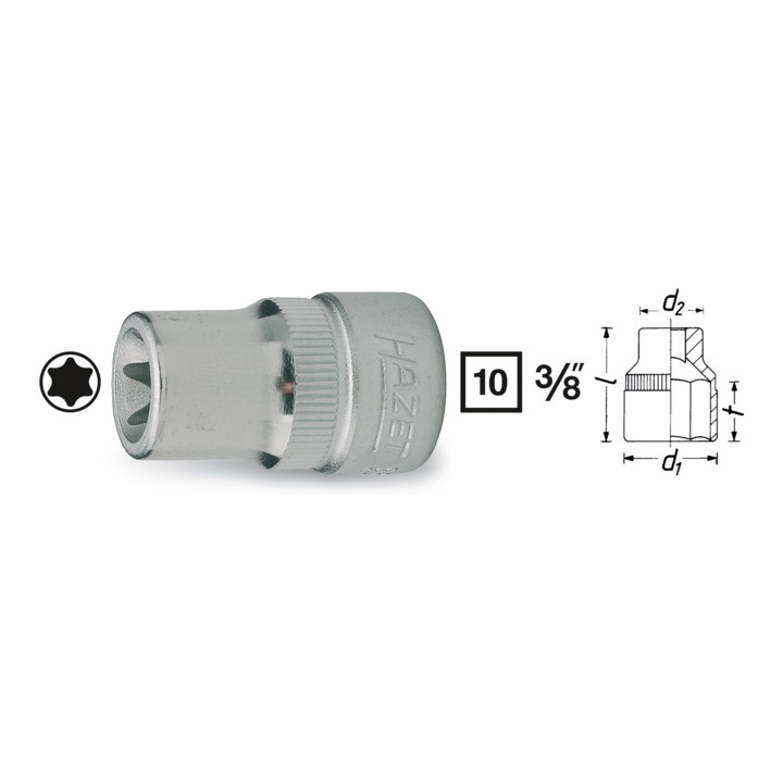 HAZET TX Steckschlüssel-Einsatz 880-E11 E11 Vierkant hohl 10 mm (3/8")